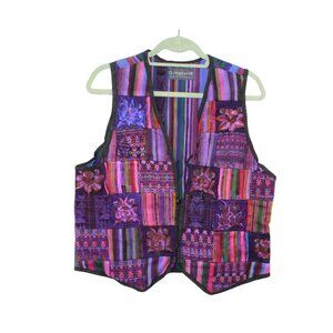 El Huarache Unisex Handwoven Guatemalan Cotton Patchwork Vest Boho Artisan